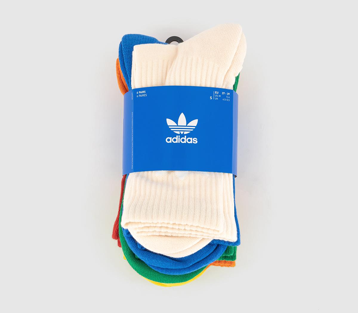 adidasCrew Socks 6 Pack adidasCrew Socks 6 PackWonder White Bluebird Green