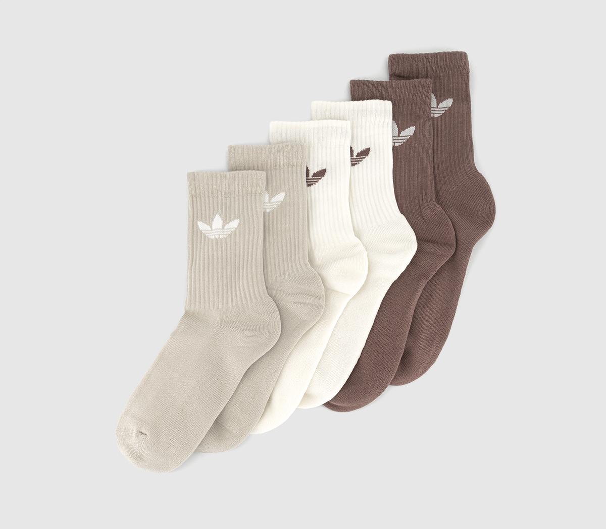 adidasCrew Socks 6 Pack adidasCrew Socks 6 PackEarth Strata Putty Grey Ivory