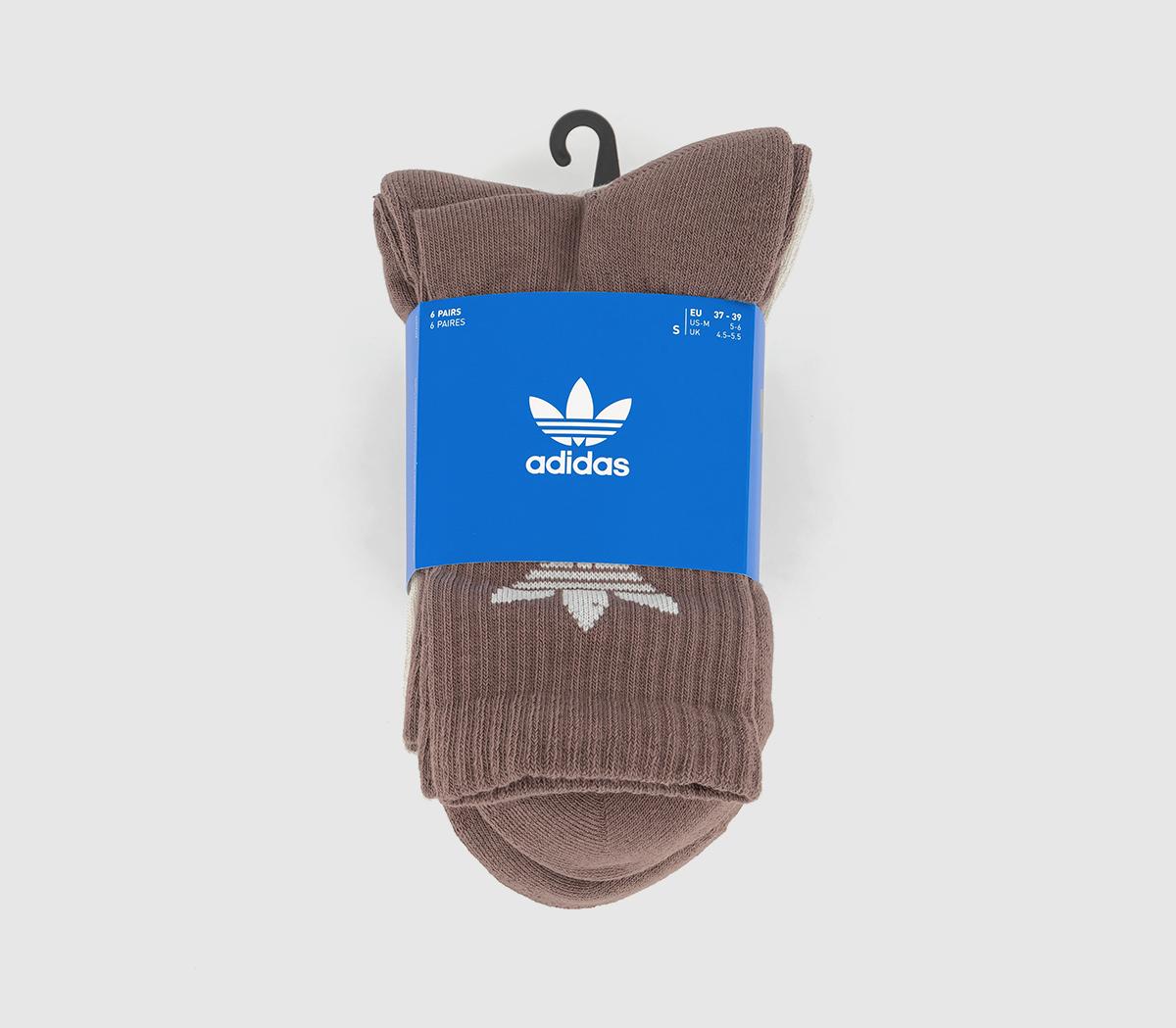 adidasCrew Socks 6 Pack adidasCrew Socks 6 PackEarth Strata Putty Grey Ivory