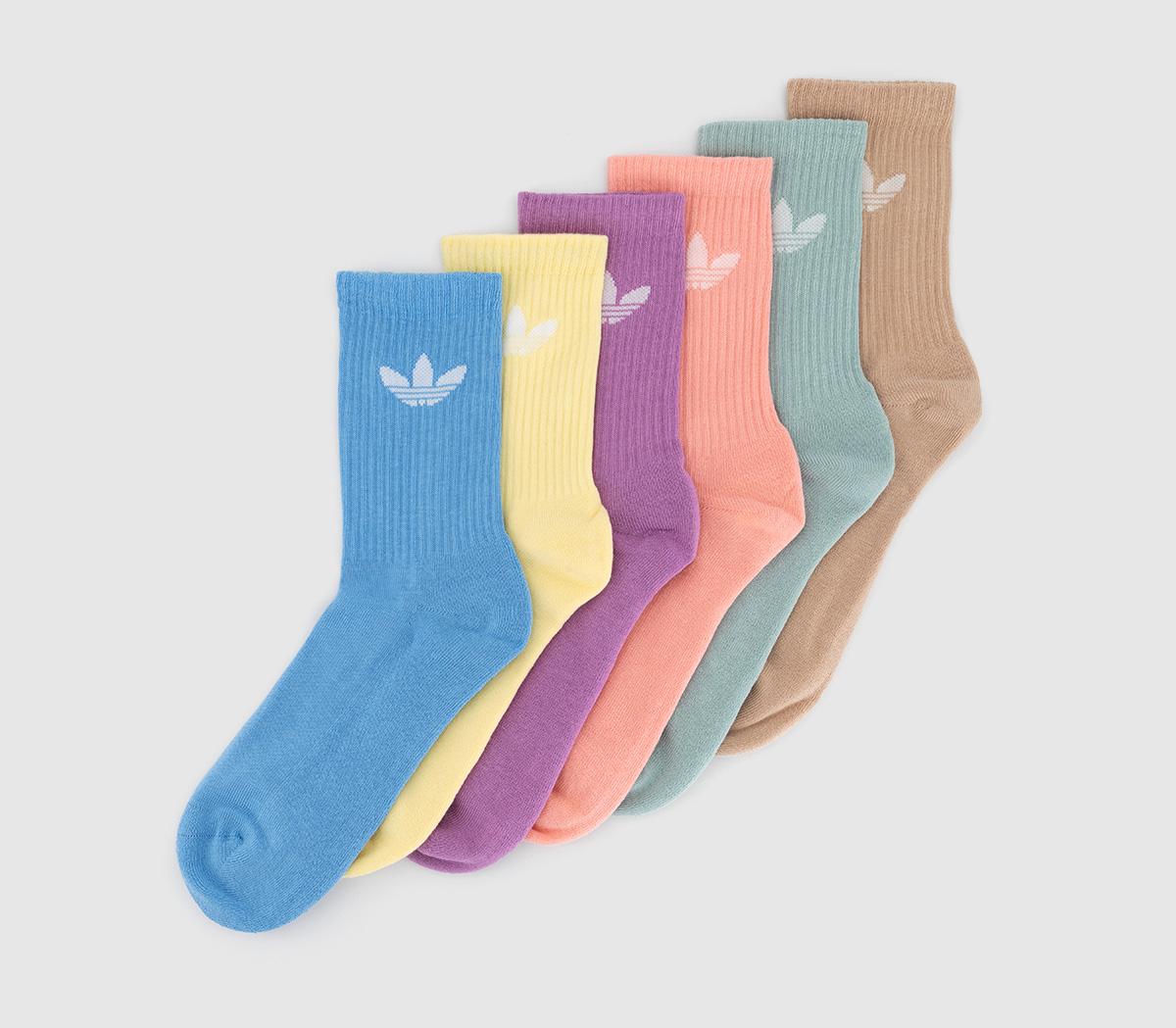 adidasCrew Socks 6 PackLight Blue Yellow Preloved Purple Magic Geige