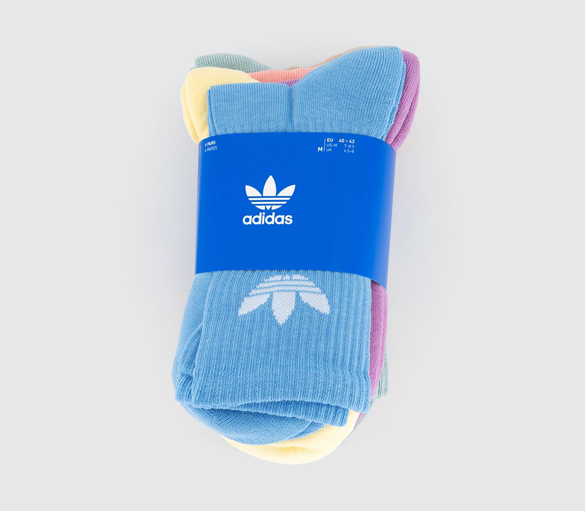 adidasCrew Socks 6 Pack adidasCrew Socks 6 PackLight Blue Yellow Preloved Purple Magic Geige