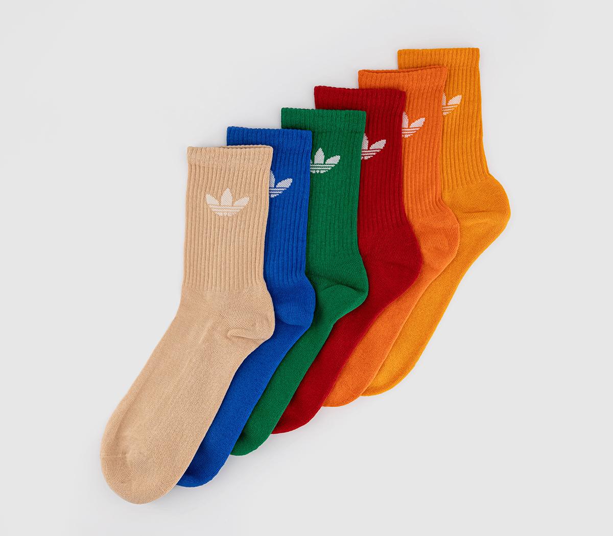 adidasCrew Socks 6 Pack adidasCrew Socks 6 PackBlush Blue Green Better Scarlet
