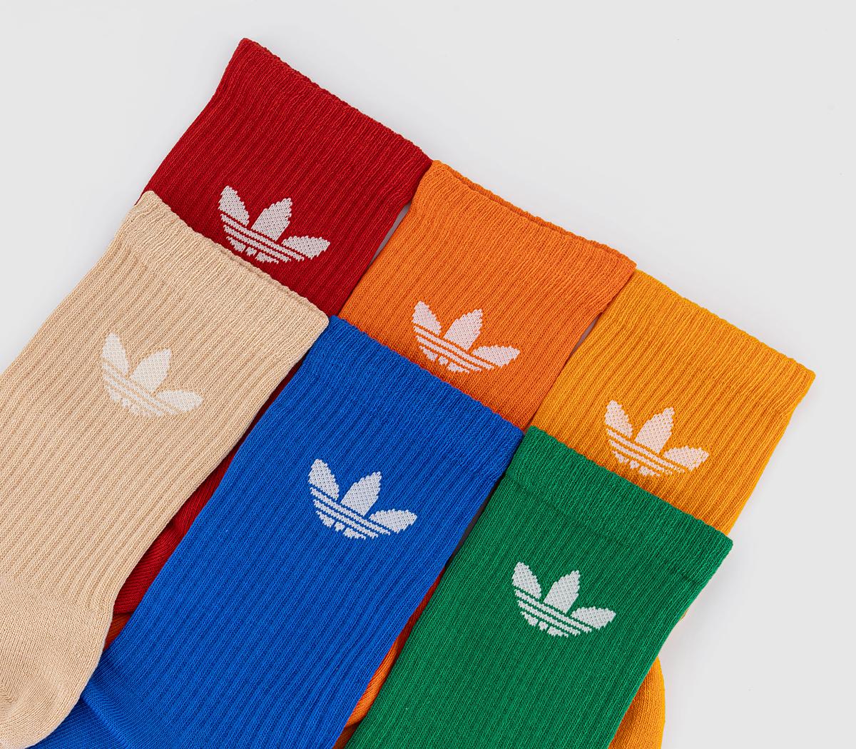 adidasCrew Socks 6 Pack adidasCrew Socks 6 PackBlush Blue Green Better Scarlet