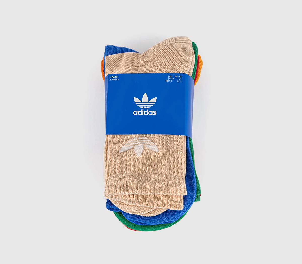 adidasCrew Socks 6 Pack adidasCrew Socks 6 PackBlush Blue Green Better Scarlet
