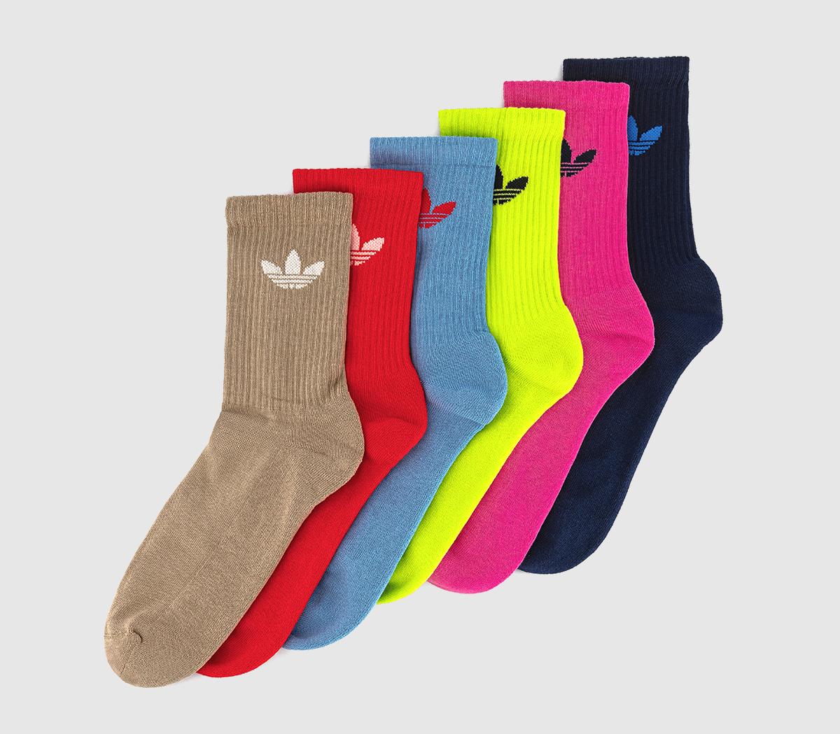 adidasCrew Socks 6 Pack adidasCrew Socks 6 PackAsh Blue Night Indigo Lucid Red