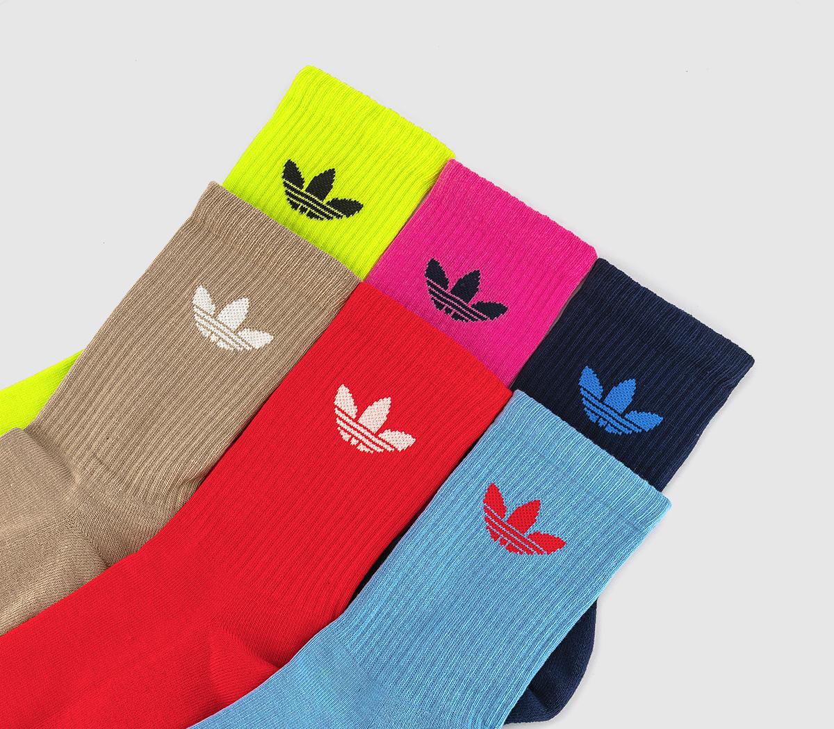 adidasCrew Socks 6 Pack adidasCrew Socks 6 PackAsh Blue Night Indigo Lucid Red