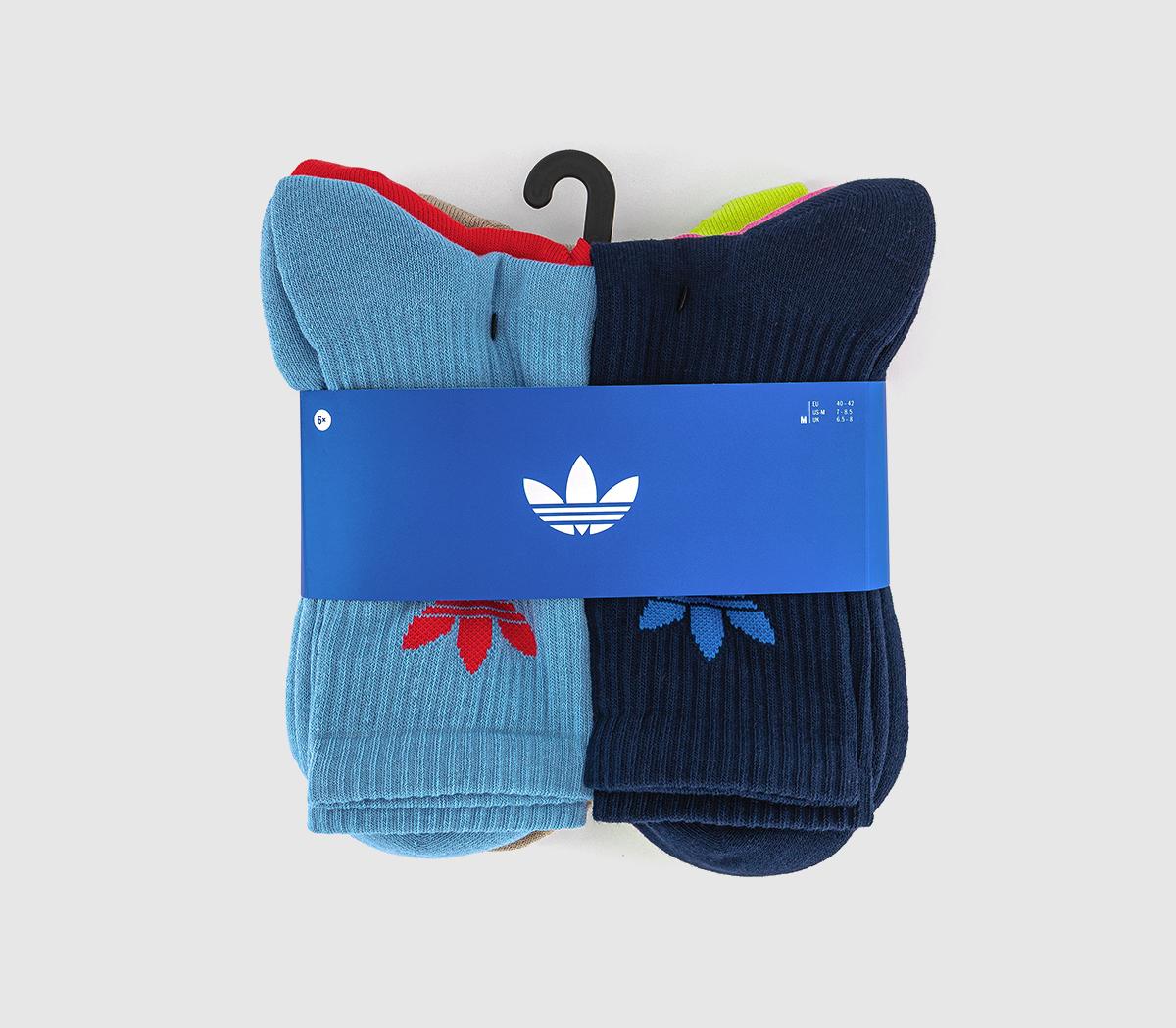 adidasCrew Socks 6 Pack adidasCrew Socks 6 PackAsh Blue Night Indigo Lucid Red