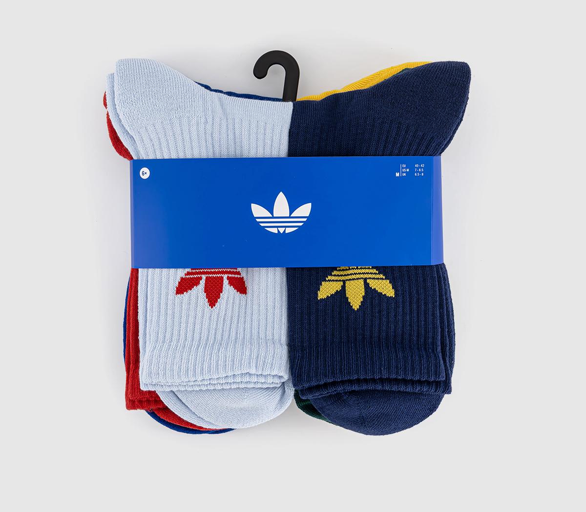 adidasCrew Socks 6 PackCrystal Sky Dark Blue Stripe