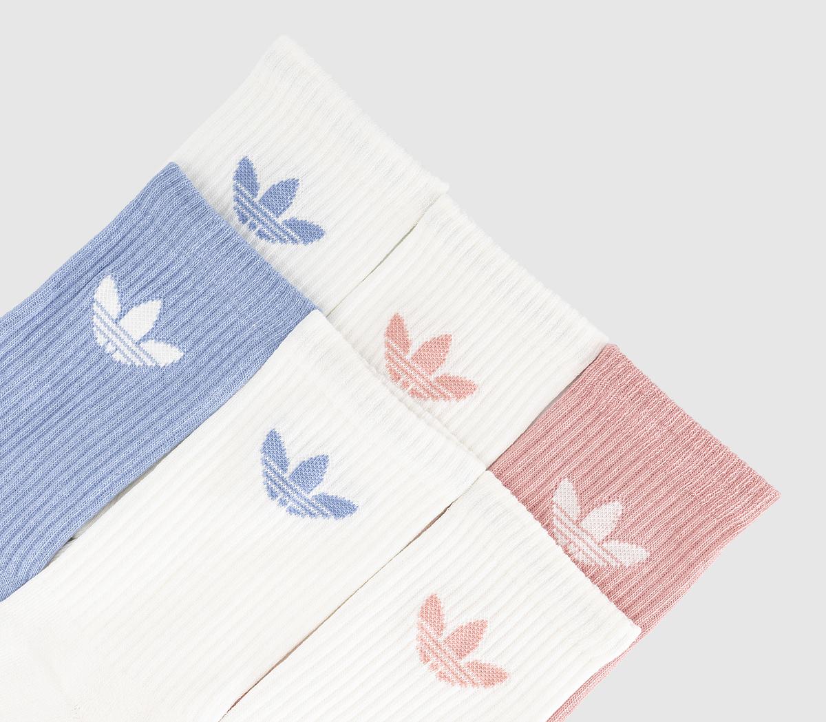 adidasCrew Socks 6 Pack Chalk Blue Wonder Mauve Offwhite