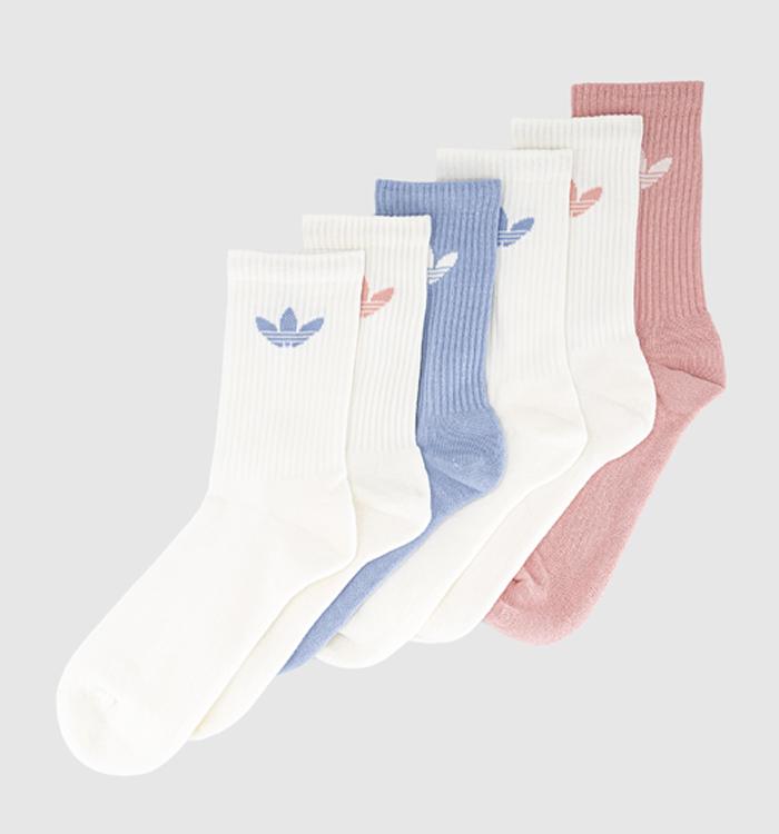 adidas Crew Socks 6 Pack Chalk Blue Wonder Mauve Offwhite