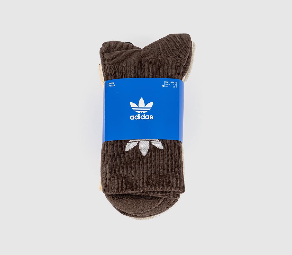 adidasCrew Socks 6 Pack adidasCrew Socks 6 PackBrown Putty Grey Crystal Sand
