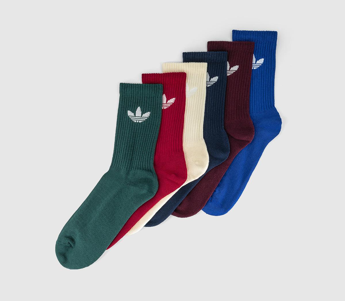adidasCrew Socks 6 PackNight Indigo Collegiate Green Maroon