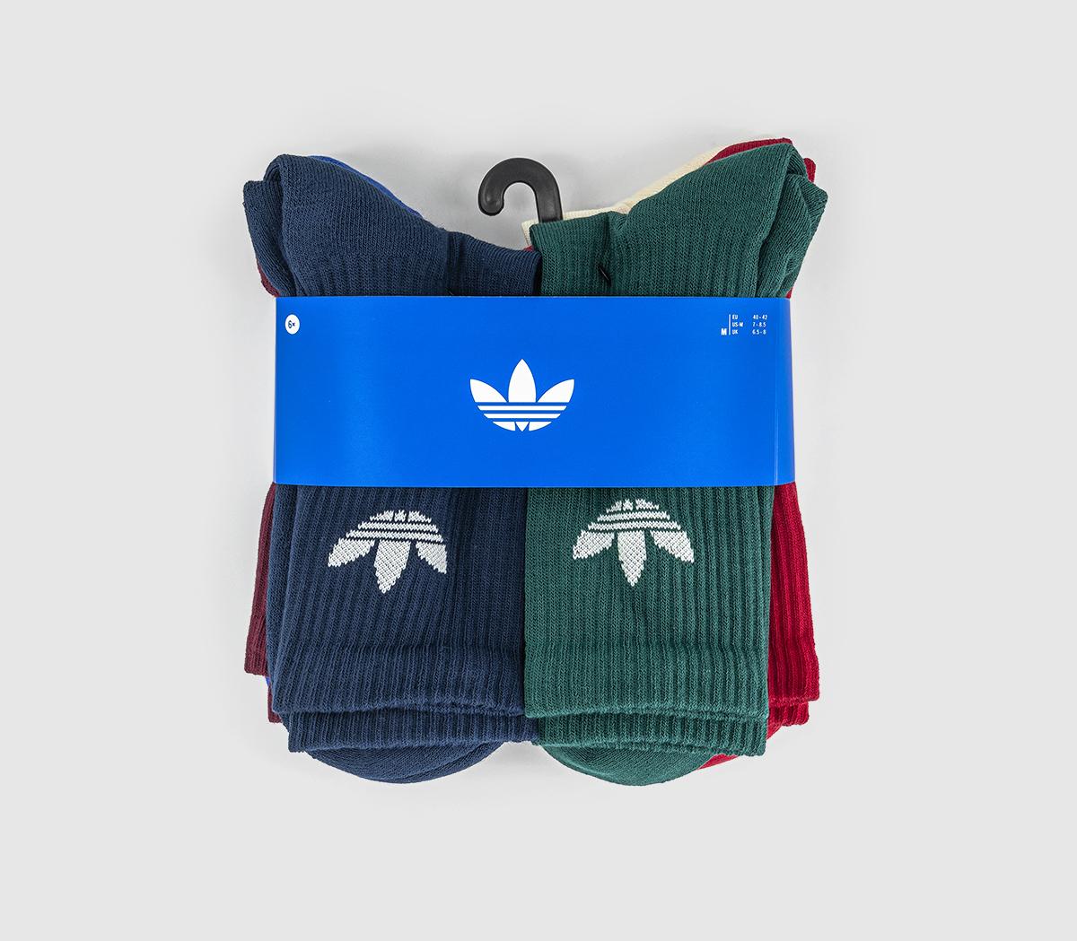 adidasCrew Socks 6 PackNight Indigo Collegiate Green Maroon