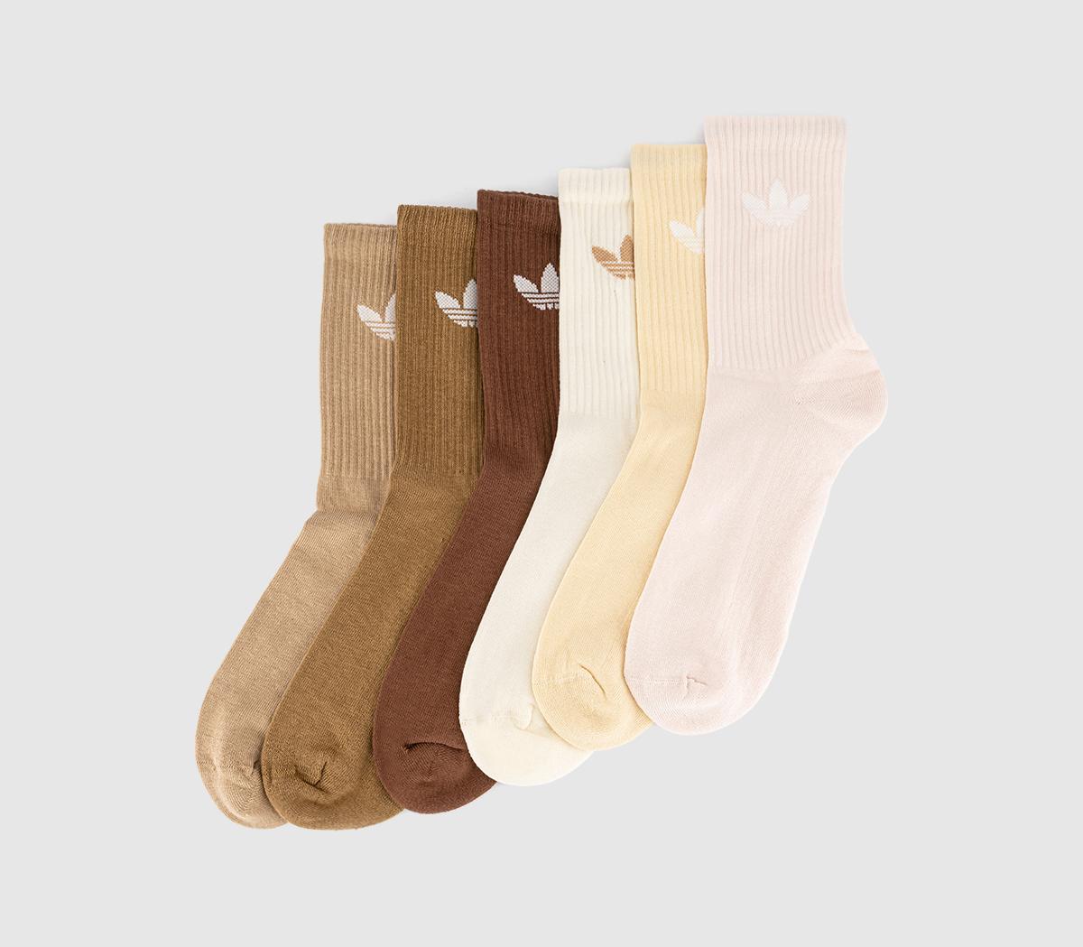 adidasCrew Socks 6 Pack adidasCrew Socks 6 PackCream White Wonder Quartz Sand Strata