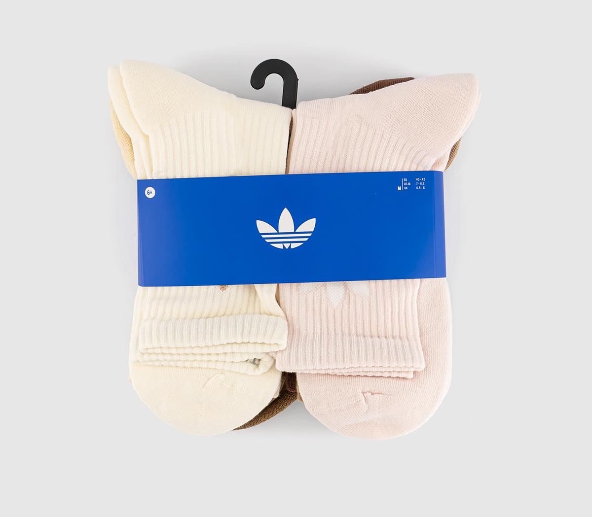 adidasCrew Socks 6 Pack adidasCrew Socks 6 PackCream White Wonder Quartz Sand Strata