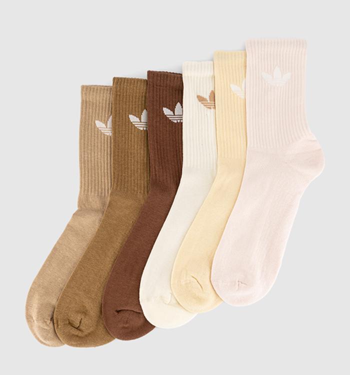 adidas Crew Socks 6 Pack Cream White Wonder Quartz Sand Strata
