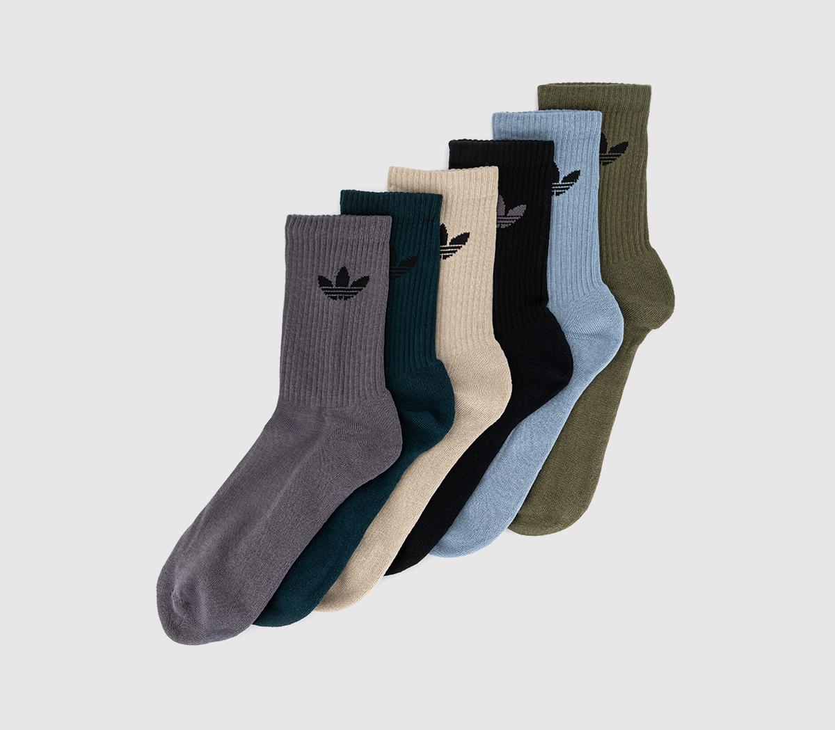 adidasCrew Socks 6 Packs adidasCrew Socks 6 PacksWonder Beige Medium Dark Khaki Aurora Ivy
