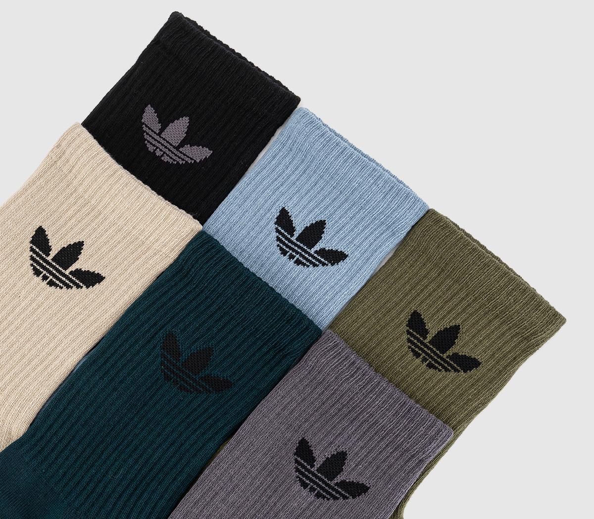 adidasCrew Socks 6 Packs adidasCrew Socks 6 PacksWonder Beige Medium Dark Khaki Aurora Ivy