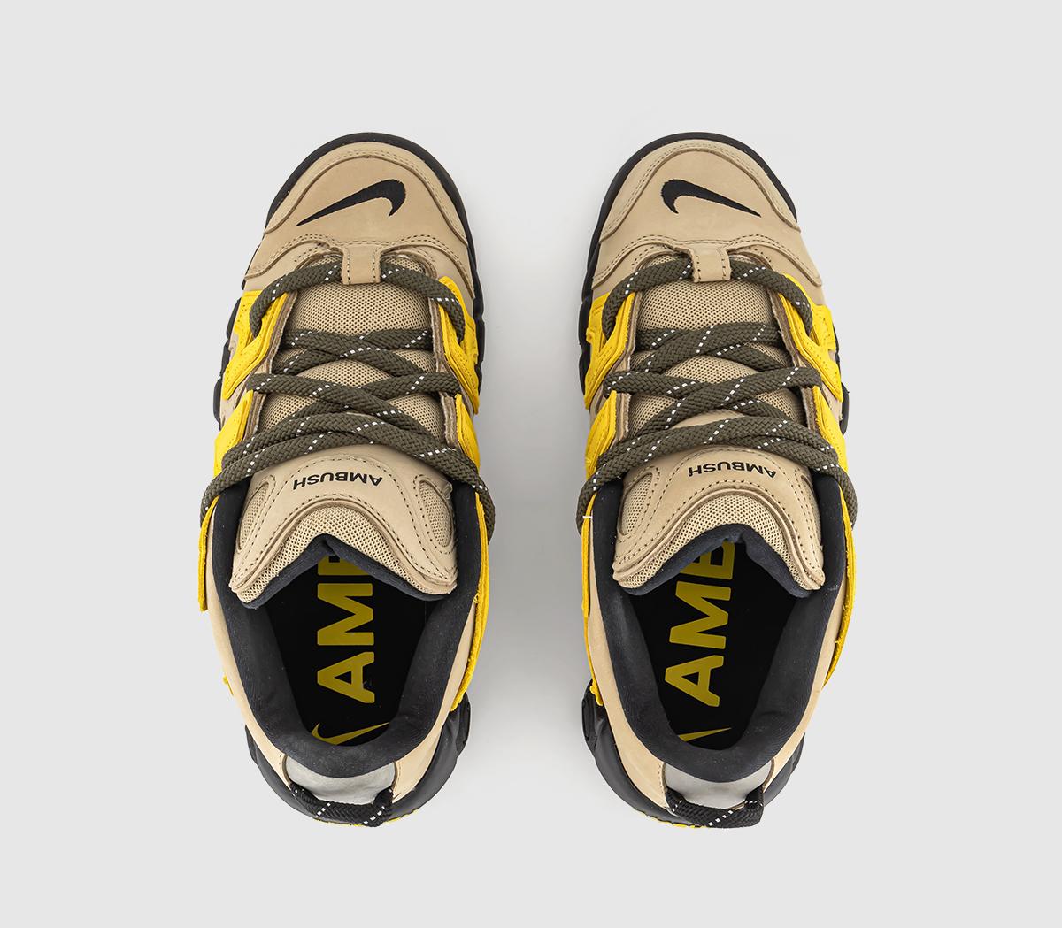 NikeAir More Uptempo Low TrainersAmbush Limestone Vivid Sulfur Black Flat Pewter