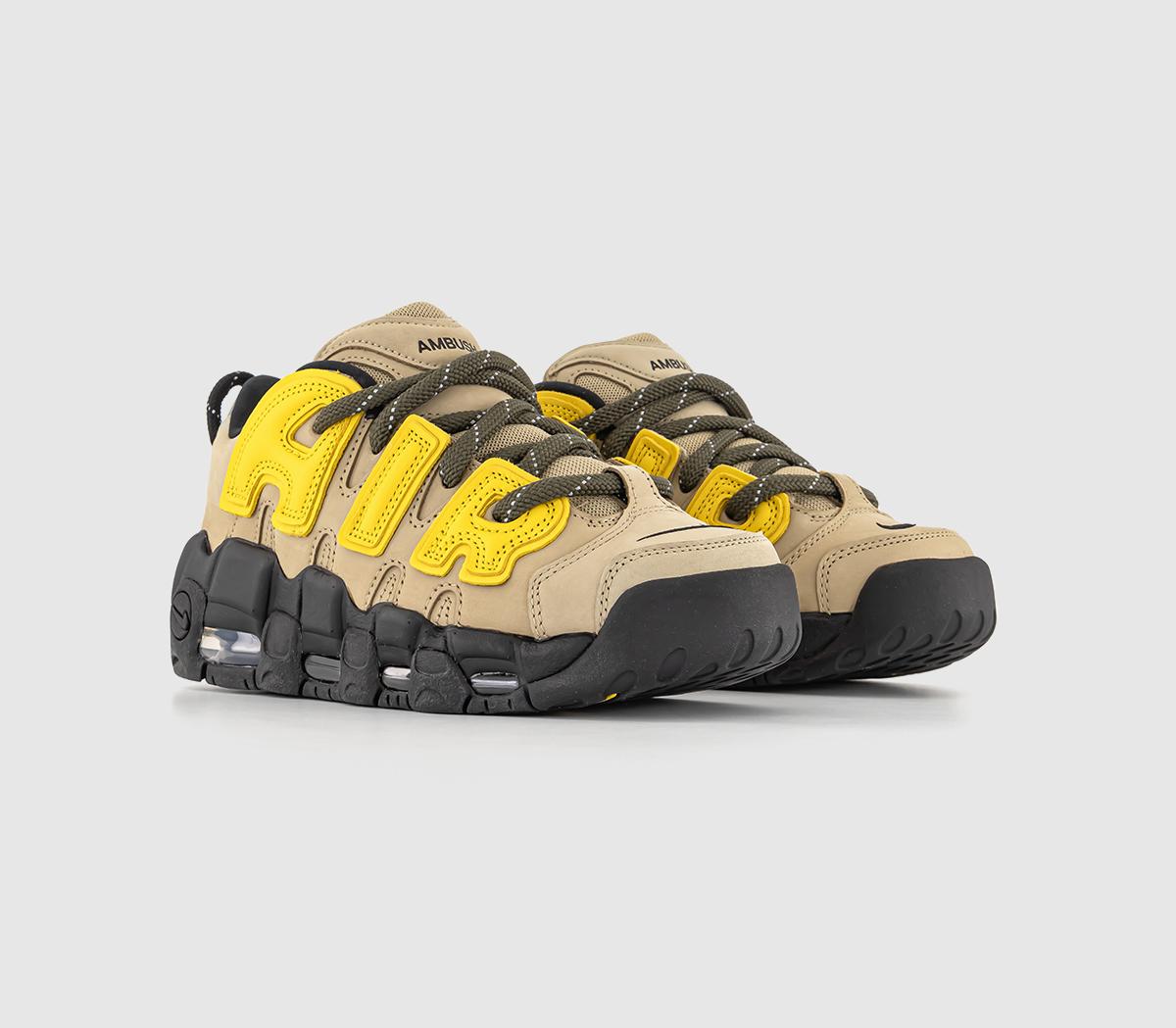 NikeAir More Uptempo Low TrainersAmbush Limestone Vivid Sulfur Black Flat Pewter