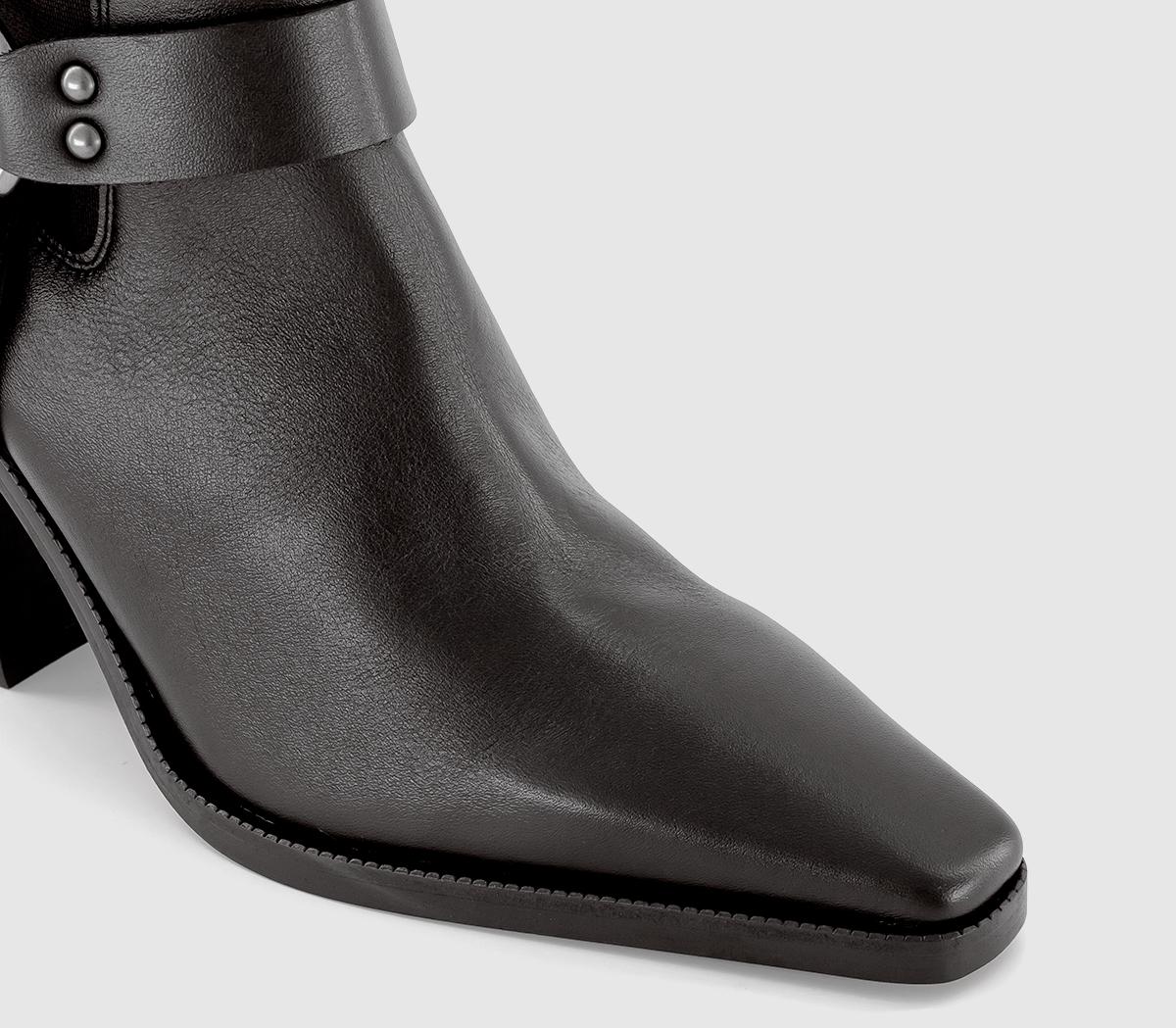 OFFICE Atlanta Harness Detail Western Boots Black Leather - Women's ...