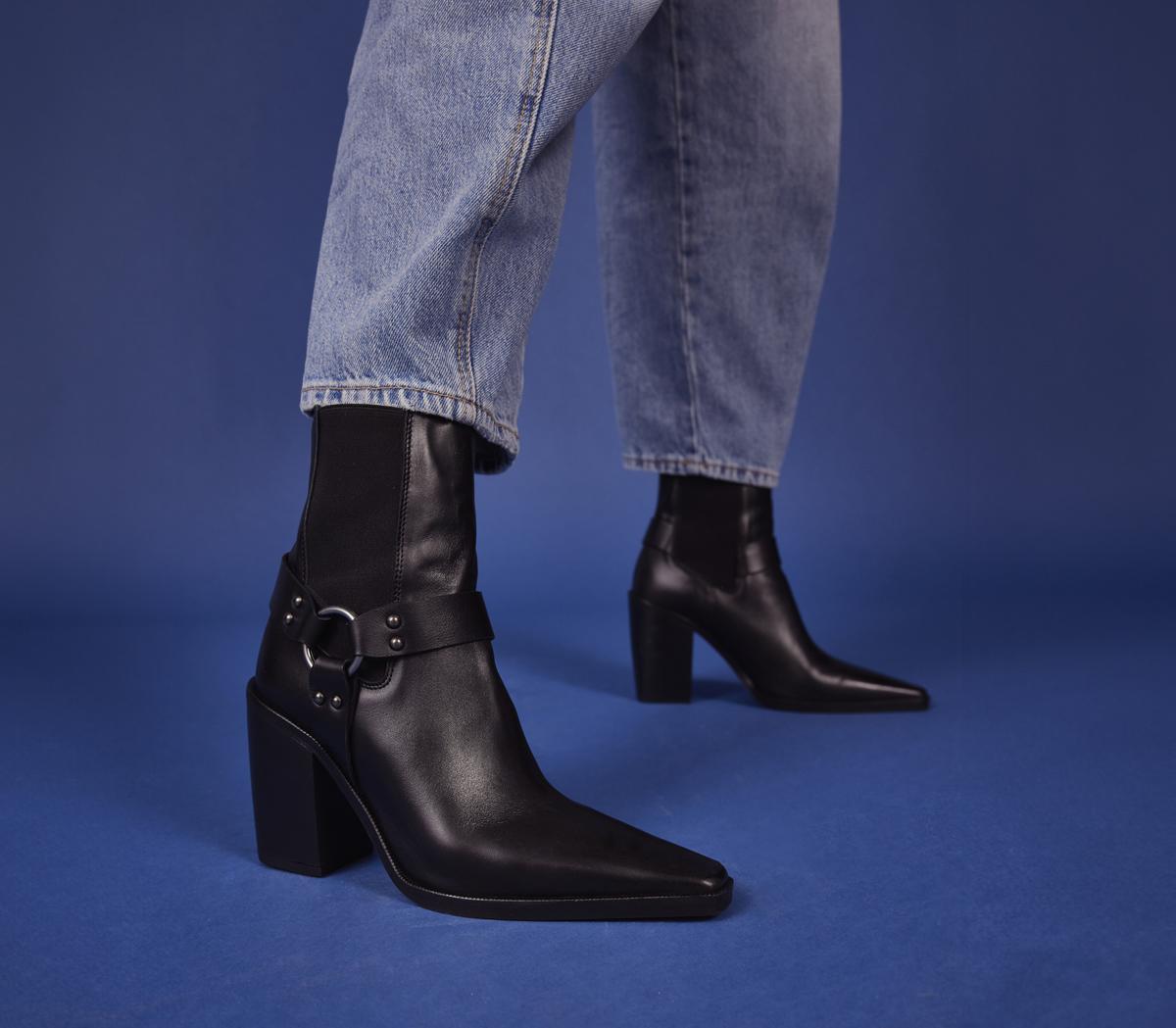 OFFICEAtlanta Harness Detail Western BootsBlack Leather