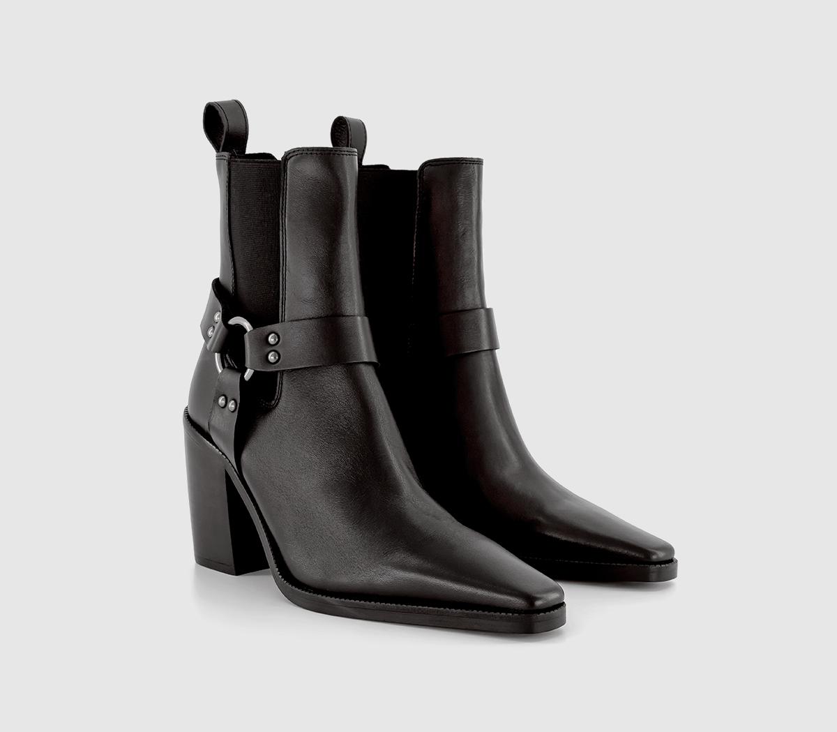 OFFICEAtlanta Harness Detail Western BootsBlack Leather