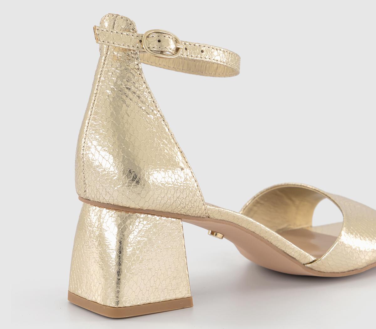 OFFICEMinimal Two Part Block Heel SandalsGold