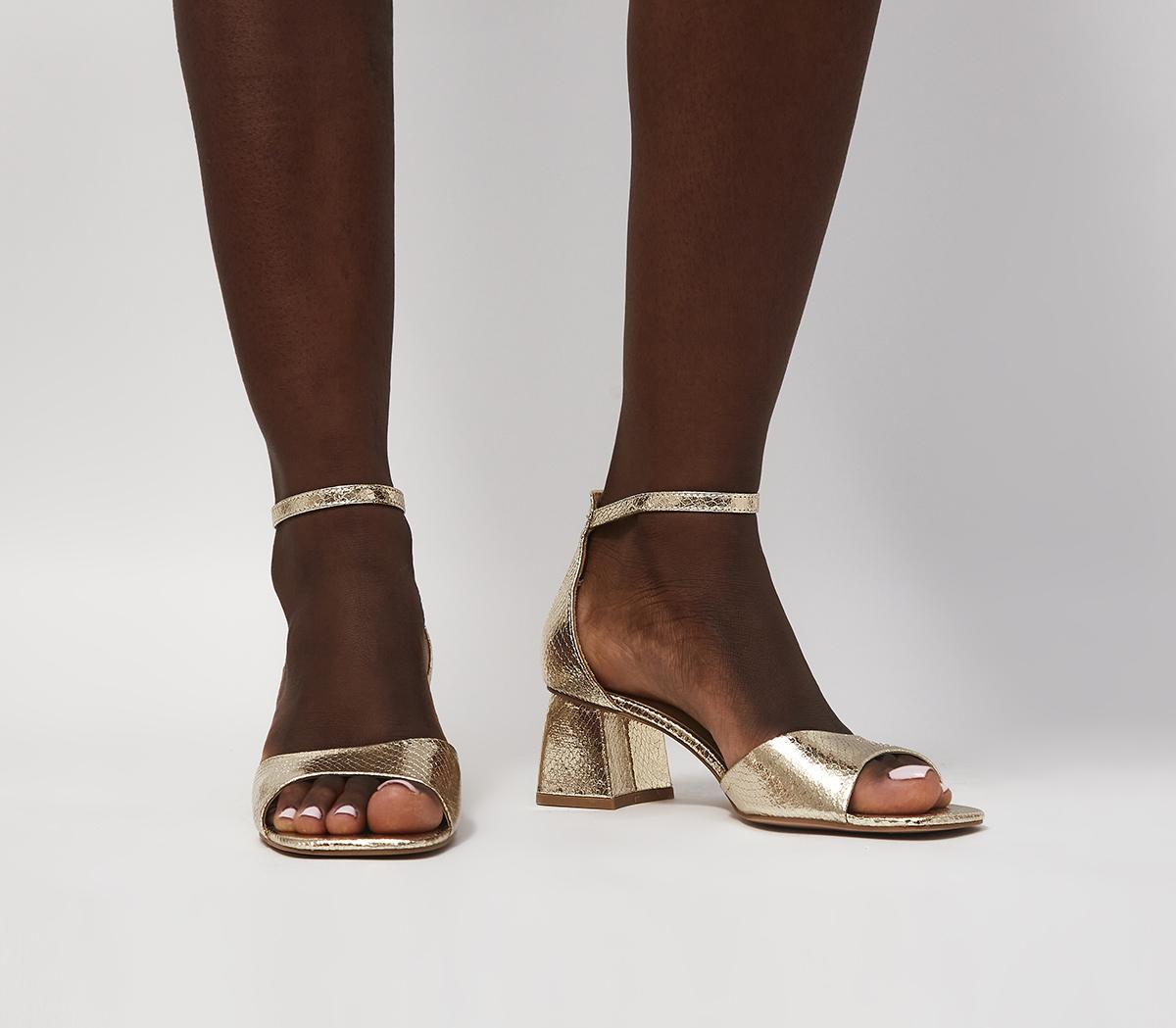 OFFICEMinimal Two Part Block Heel SandalsGold
