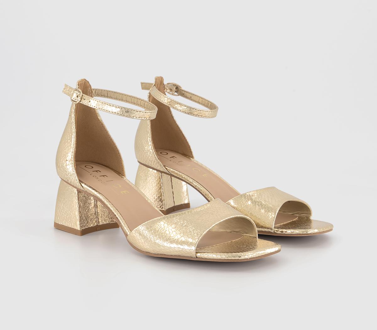 OFFICEMinimal Two Part Block Heel SandalsGold