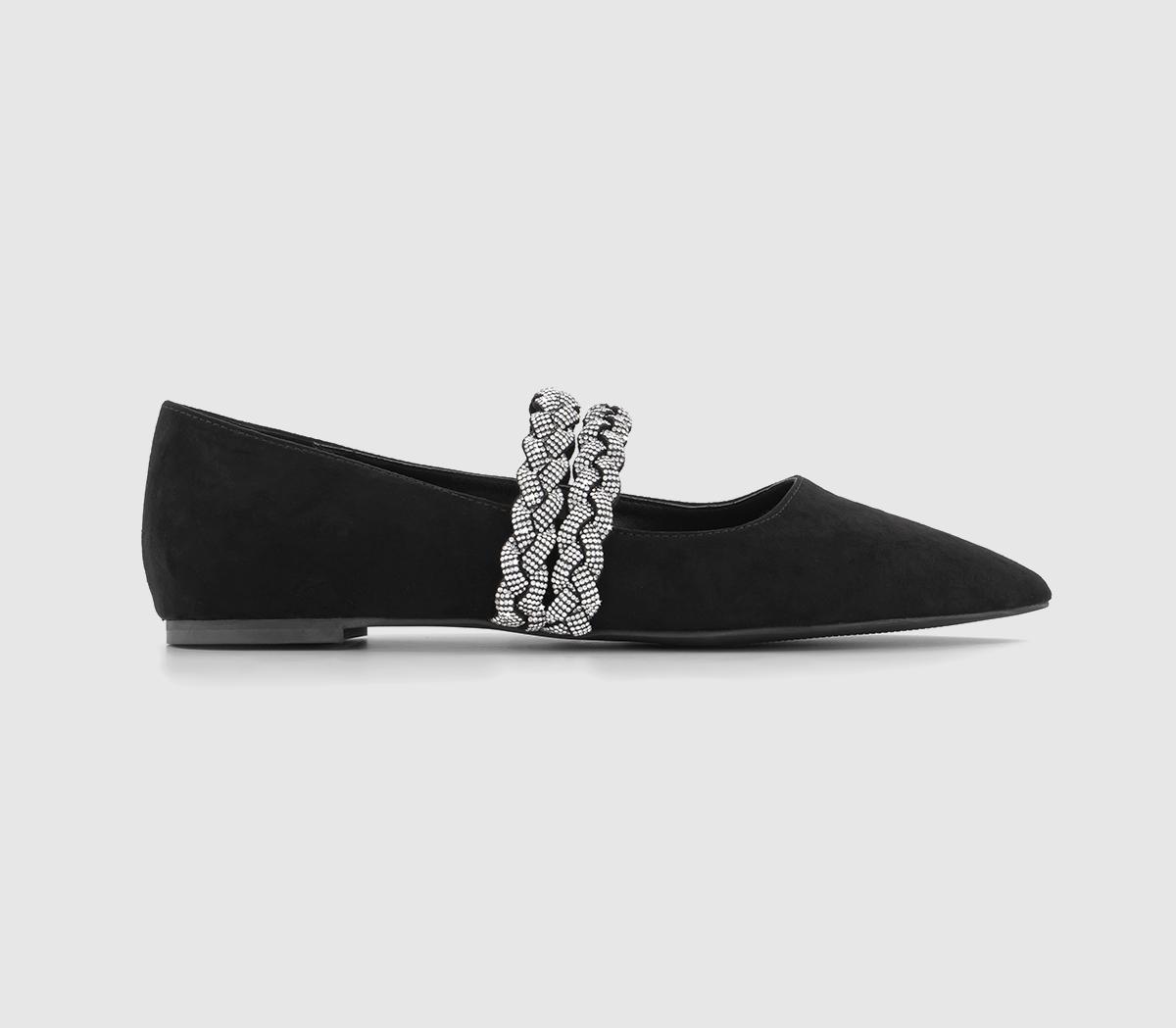 Freshly Pointed Embellished Ballerina Shoes Black
