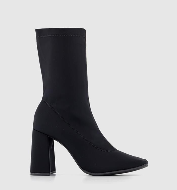 OFFICE Activate Heeled Sock Boots Black Textile