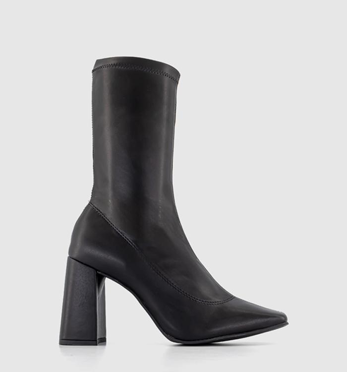 OFFICE Activate Heeled Sock Boots Black Faux Leather