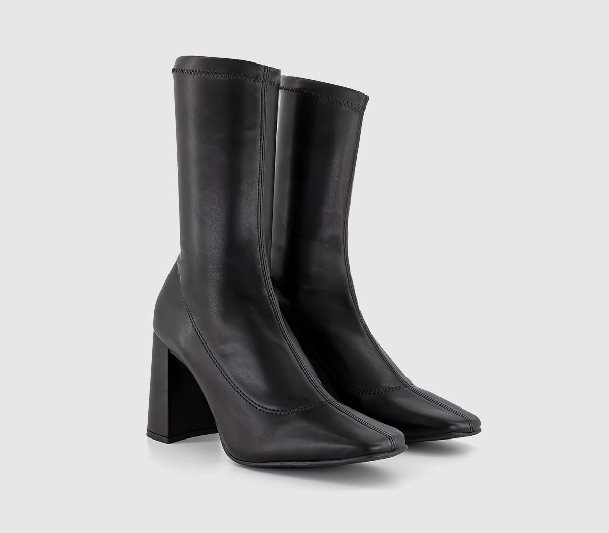 OFFICEActivate Heeled Sock BootsBlack Faux Leather
