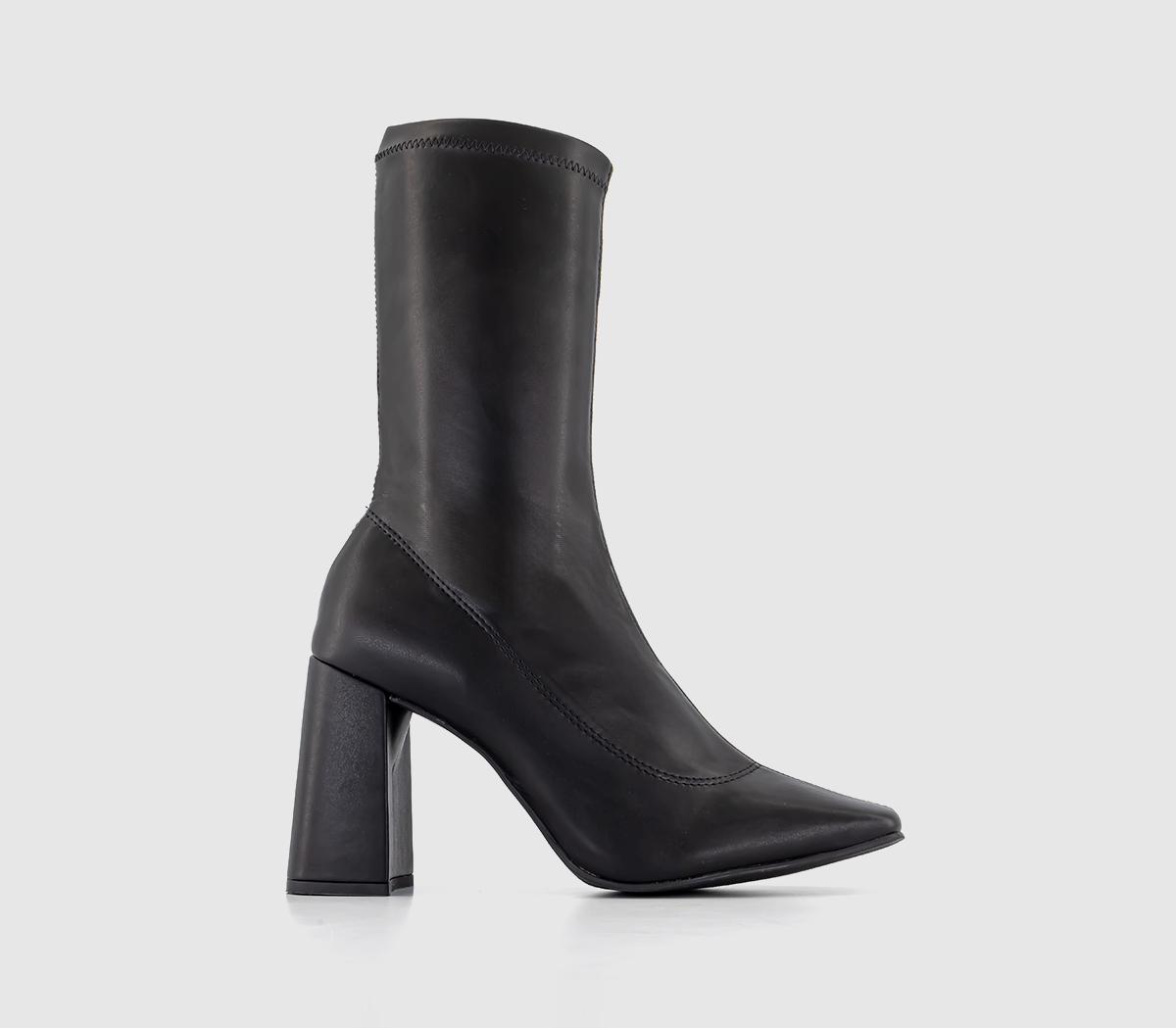 OFFICEActivate Heeled Sock BootsBlack Faux Leather
