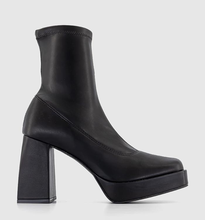 OFFICE Axe Platform Heeled Sock Boots Black