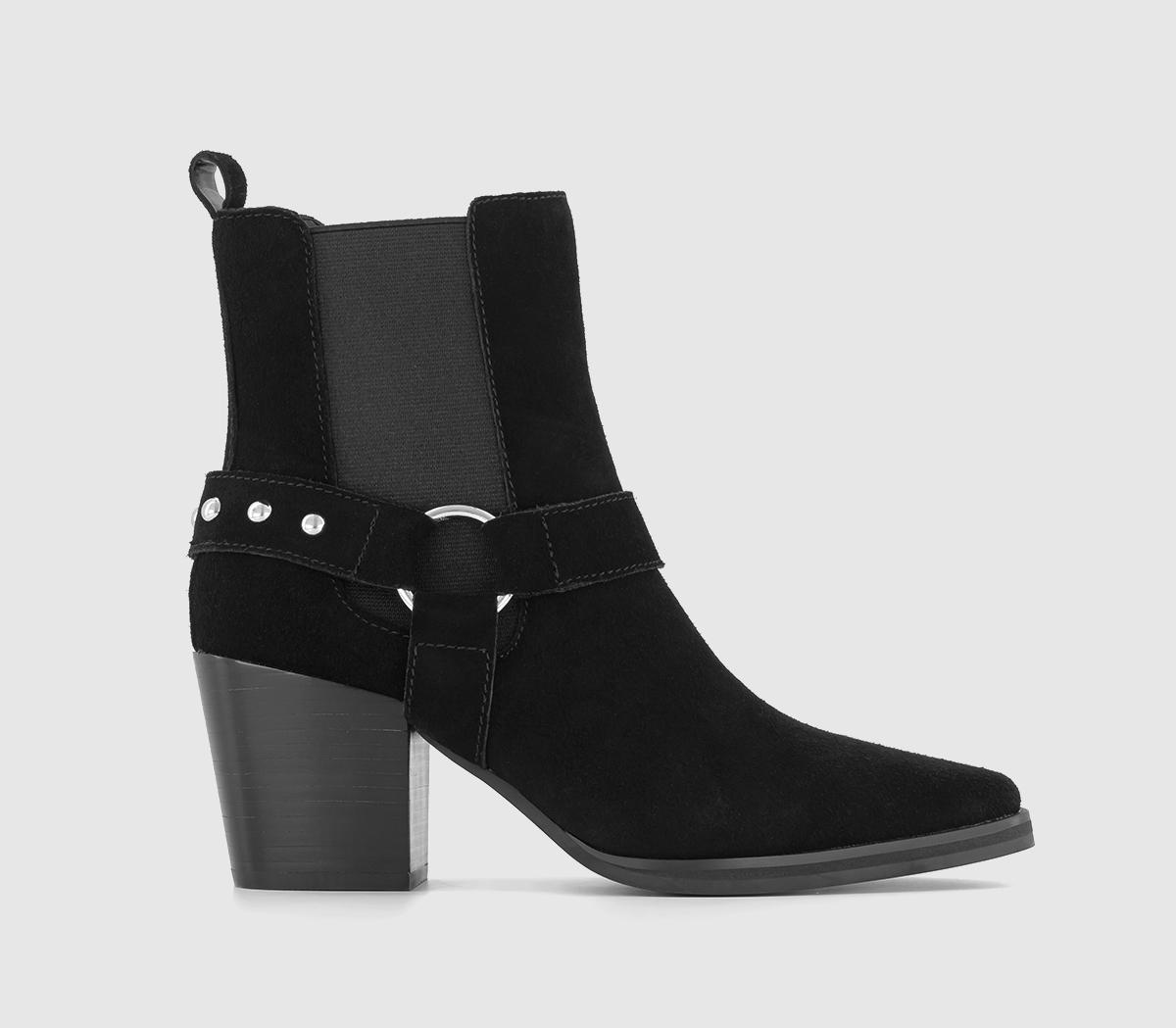 Albion - Harness Western Boots Black Suede