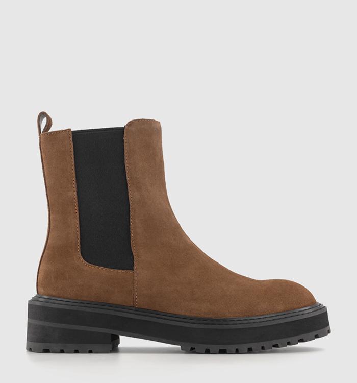 OFFICE Atlantic Chunky Sole Chelsea Boots Tan Suede