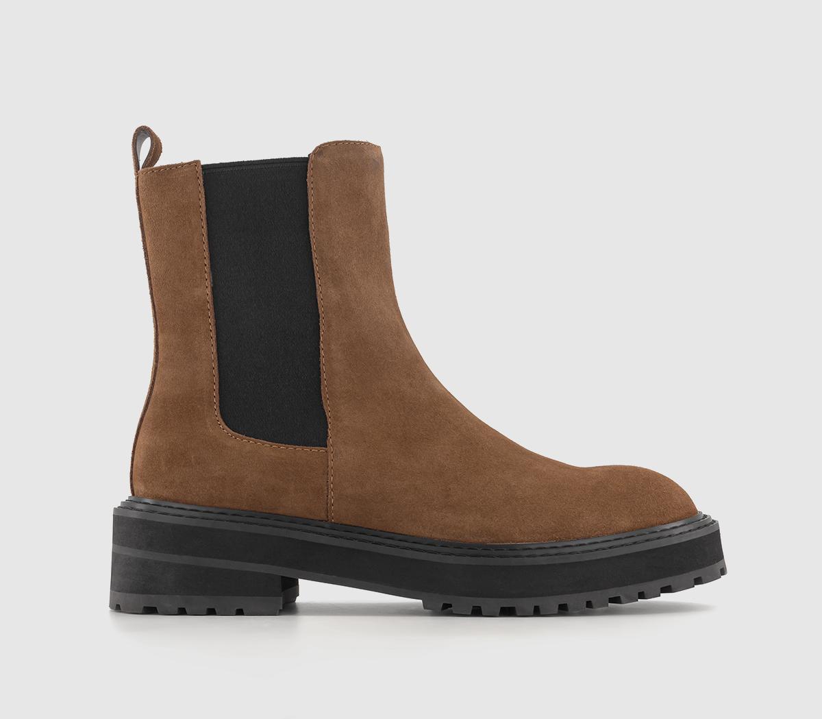 Atlantic Chunky Sole Chelsea Boots Tan Suede