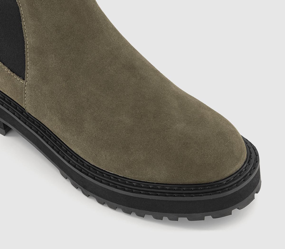 OFFICE Atlantic Chunky Sole Chelsea Boots OFFICE Atlantic Chunky Sole Chelsea Boots Khaki Suede