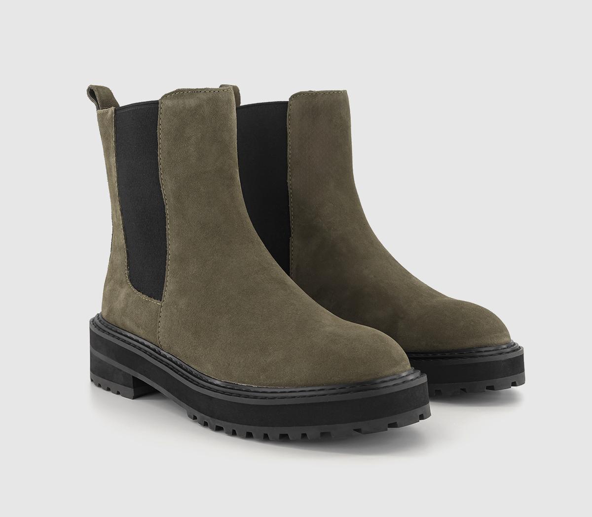 OFFICEAtlantic Chunky Sole Chelsea BootsKhaki Suede