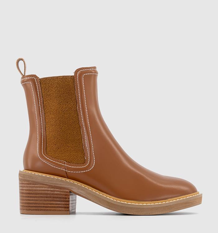 OFFICE Aldgate Block Heel Chelsea Boots Tan