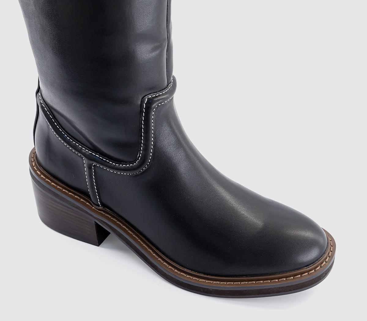 OFFICEKnox Contrast Stitch Knee High BootsBlack