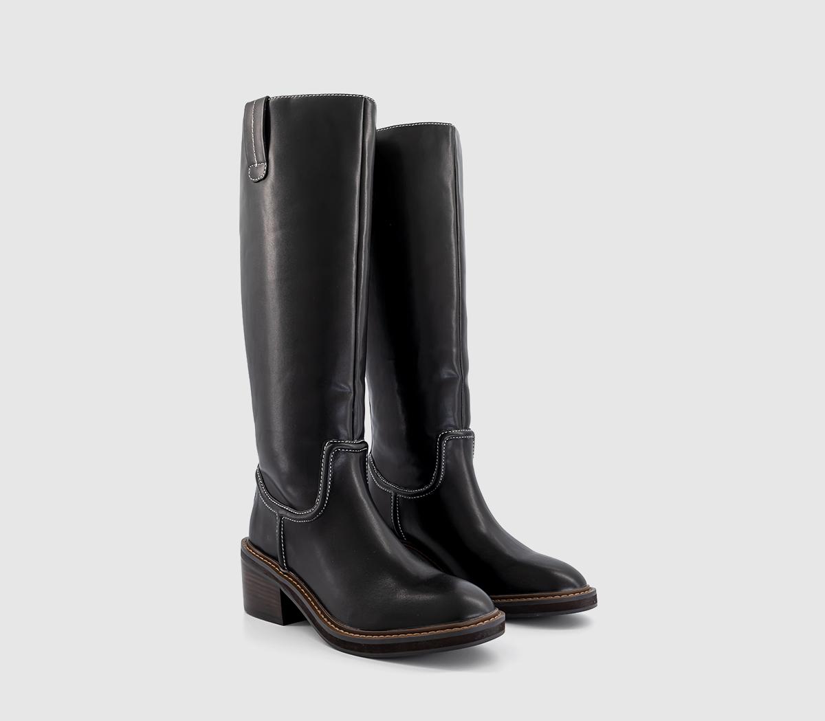 OFFICEKnox Contrast Stitch Knee High BootsBlack