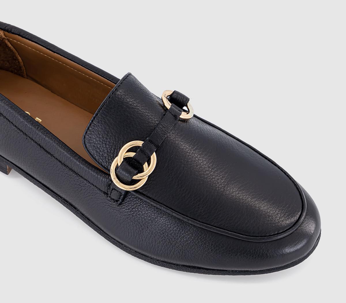 OFFICE Felipa Trim Leather Loafers Black Leather - Flat Shoes for Women