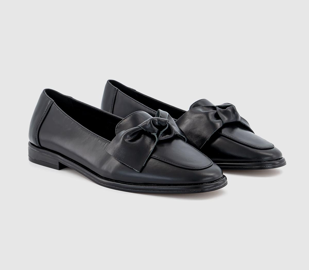 OFFICE Fallon Bow Leather Loafer Black Leather - Flat Shoes for Women