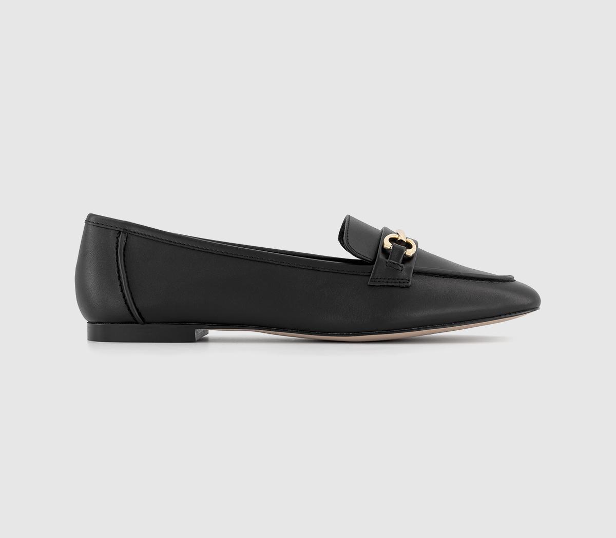OFFICE Finnegan Short Vamp Loafers Black Leather - Flat Shoes for Women