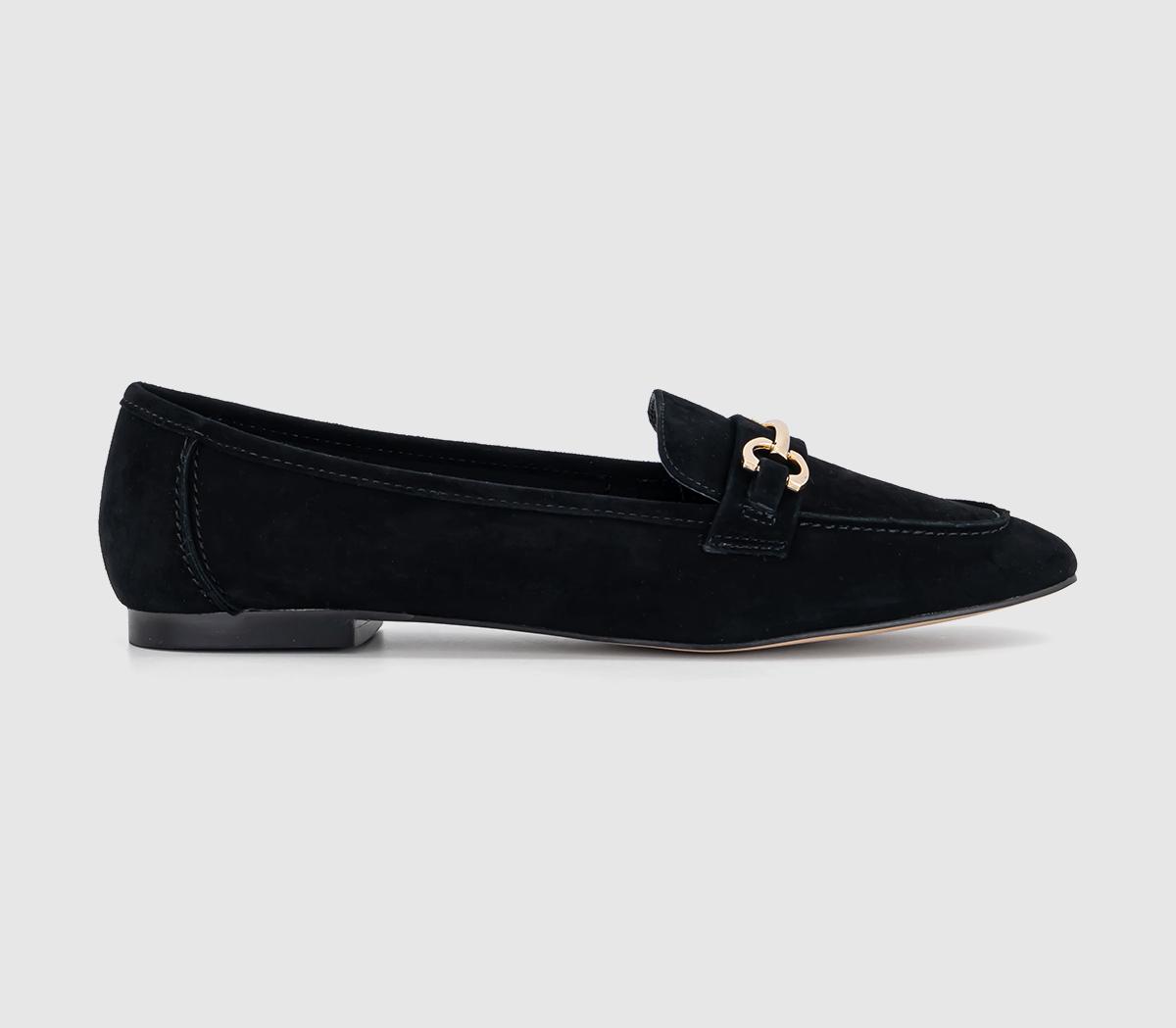 OFFICE Finnegan Short Vamp Loafers Black Suede - Flat Shoes for Women