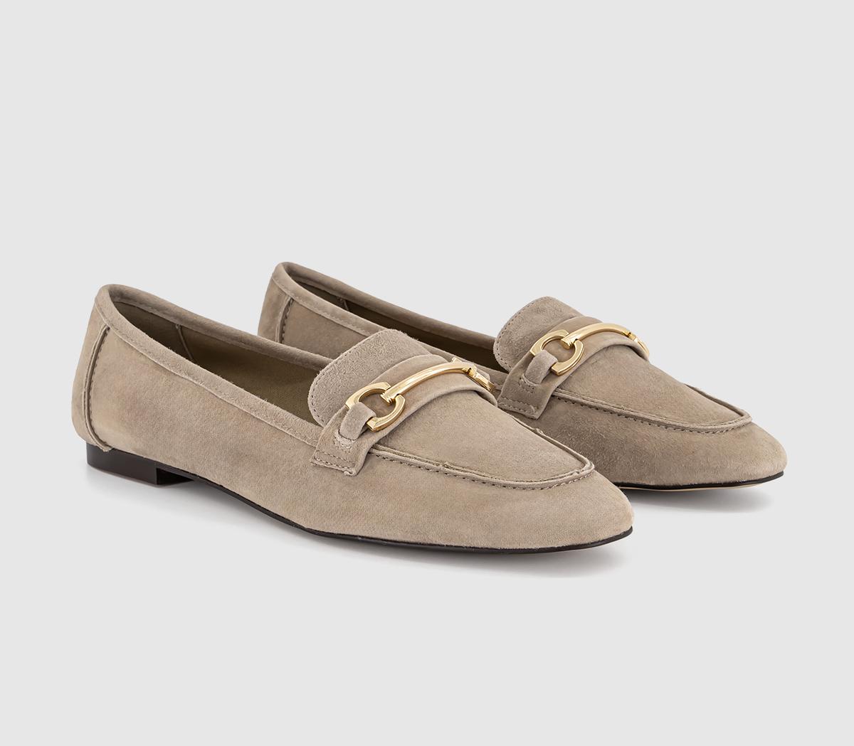 OFFICE Finnegan Short Vamp Loafers Taupe Suede - Flat Shoes for Women