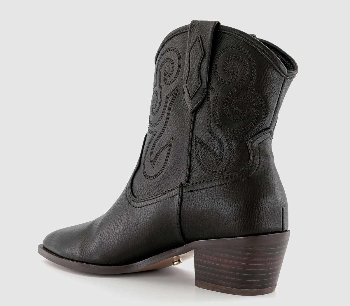 OFFICE Astoria Stitch Detail Western Boots OFFICE Astoria Stitch Detail Western Boots Black